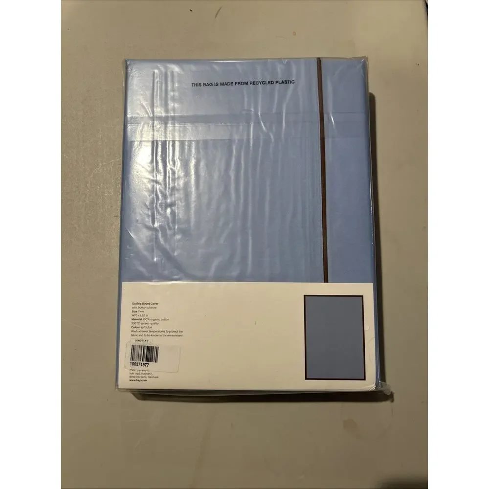 HAY Outline Twin Duvet Cover Soft Blue Organic Cotton